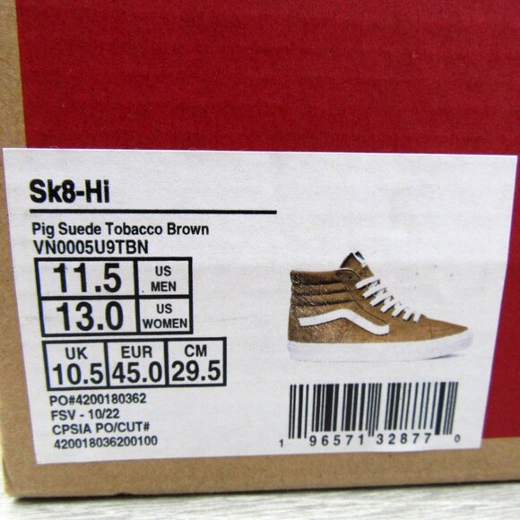 Vans Sk8-Hi Suede Sneakers Men's Size 11.5 Brown NEW - Picture 15 of 15